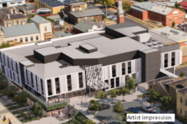 An artists impression of the new Maryborough and District Hospital redevelopment from a birds eye view