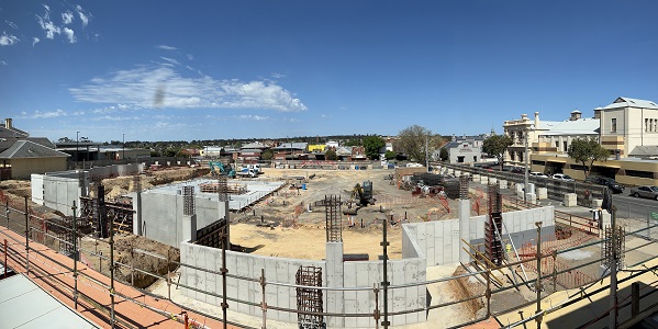 A panoramic view of the construction site for a new hospital.