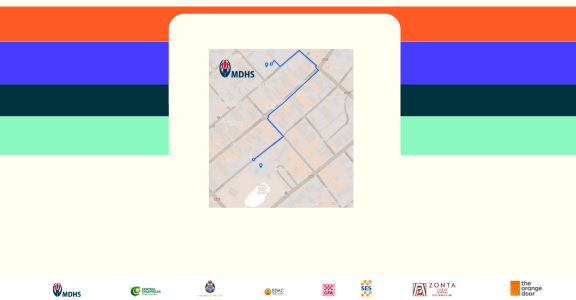 Map with route details for the community Walk Against Family Violence